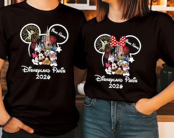 Personalised Disneyland Paris 2026 Family T-Shirt, Group Family Holiday Vacation, Mickey And Friends Custom Name shirt, Unisex Kids Tee Top