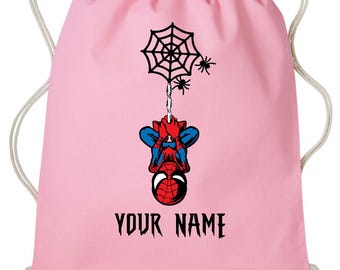 Personalised Spider-Man Backpack, Spidey Drawstring Bag, Spider-Man lover Your School PE Kit Rucksack kids Spidey Gift Bag
