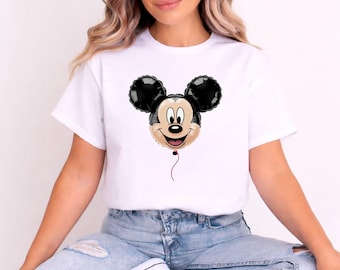 Camiseta de Disney Mickey Mouse con globos, camiseta de viaje a Disney, camiseta a juego para vacaciones.