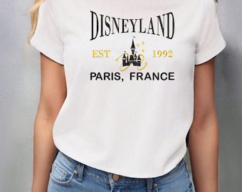 Camiseta bordada de Disneyland París, camiseta familiar bordada de Disney París, jersey familiar de Disney París Francia, camiseta unisex de regalo de Disney.