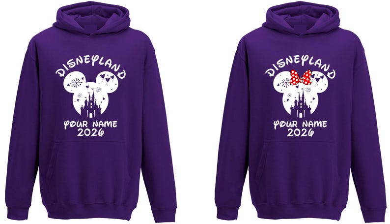 Personalised Family Disneyland Paris Hoodie, Group Family 2026 Vacation Trip, Disneyland 2026 Custom Name Hoodie, Adult Unisex Kids Hood Top image 12