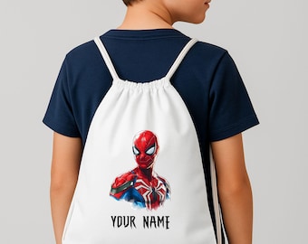 Personalised Spider-Man Backpack, Spidey Drawstring Bag, Spider-Man lover Your School PE Kit Rucksack kids Spidey Gift Bag
