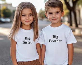 Camiseta bordada personalizada de hermano y hermana mayor, camiseta de hermano mayor, camiseta de hermana mayor, anuncio de hermano, regalo de cumpleaños para hermano.