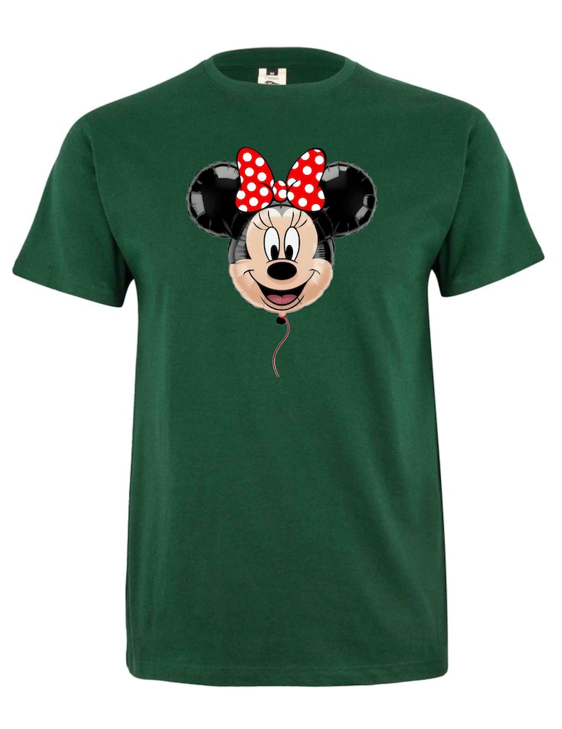 Maglietta Disney Minnie Mouse con palloncino, maglietta per viaggio a Disneyland, maglietta coordinata per le vacanze Bottle Green