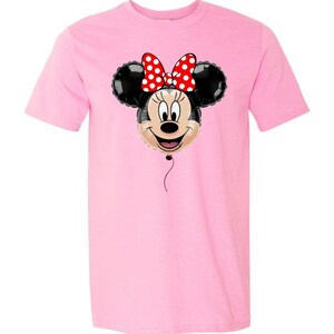 Maglietta Disney Minnie Mouse con palloncino, maglietta per viaggio a Disneyland, maglietta coordinata per le vacanze Light Pink