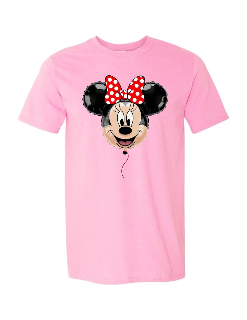 Maglietta Disney Minnie Mouse con palloncino, maglietta per viaggio a Disneyland, maglietta coordinata per le vacanze Light Pink