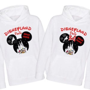 Personalised Disneyland Paris Family Hoodie 2025, Group Family Holiday Vacation, Mickey Minnie Custom Name Text, Adult Unisex Kids Hood Top