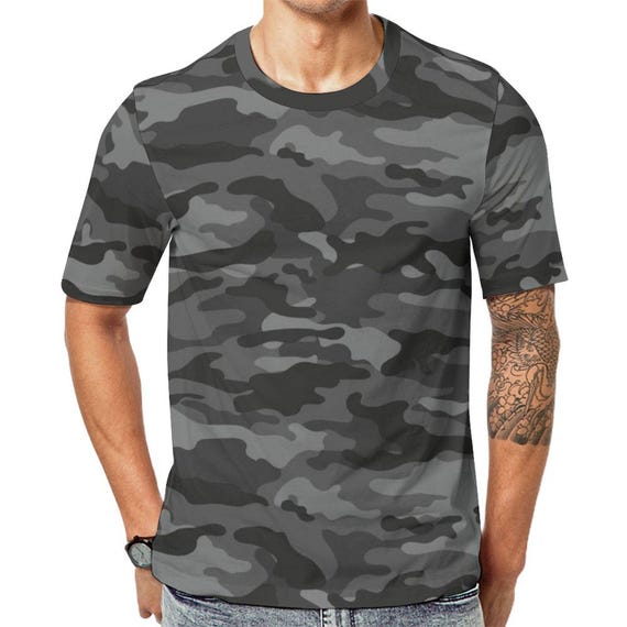 Gray Camouflage T-shirt, Men's Camo Shirt, Unisex Mens Camouflage