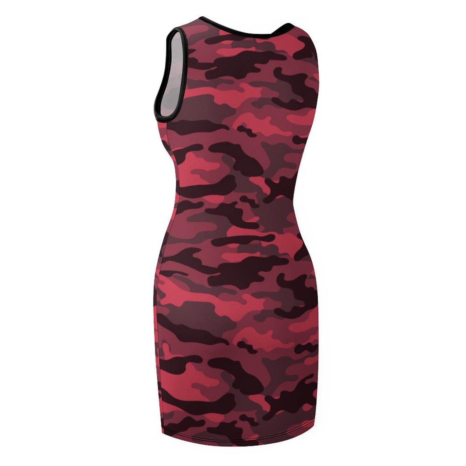 red camouflage dress Dark Red Camouflage Sleeveless Tank Dress, Women's Camo Dress, Womens Camouflage Dress, Urban Streetwear, Army