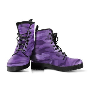 Purple Camouflage Combat Boots, Unisex Men&#39;s Women&#39;s Camo Boots, Mens Womens Camouflage Boots, Footwear, Army