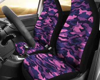 Artsy Beagle Paw Car Seat Covers - Pink Rose Graffiti Design (Set Of 2 Front Seat Covers)