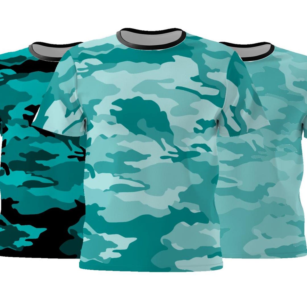 Turquoise Camouflage T-shirt, Camo Shirt, Unisex Mens Womens Camouflage ...