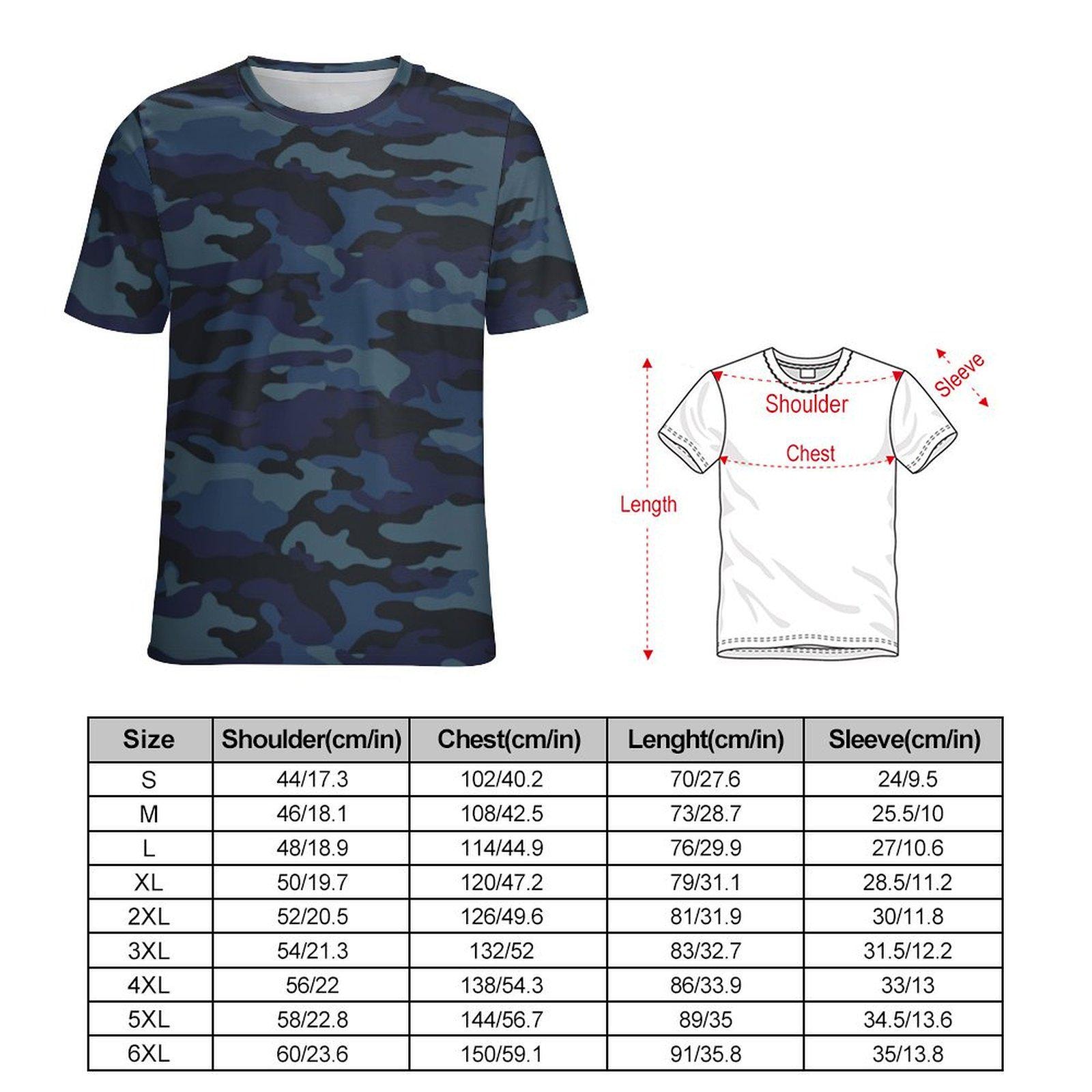 Dark Blue Navy Camouflage T-shirt, Men's Camo Shirt, Unisex Mens