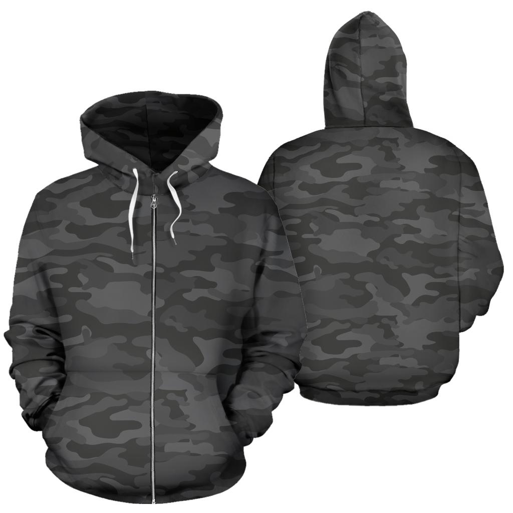 トップス MAZZ zipup hoodie grey/camo Dark Gray Zip-up Camouflage Hoodie, Unisex Men's Women's Camo Zip