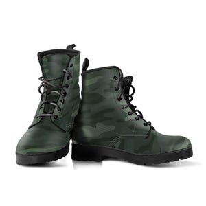 Dark Green Camouflage Combat Boots, Unisex Men&#39;s Women&#39;s Camo Boots, Mens Womens Camouflage Boots, Footwear, Army