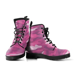 Pink Camouflage Combat Boots, Unisex Men&#39;s Women&#39;s Camo Boots, Mens Womens Camouflage Boots, Footwear, Army