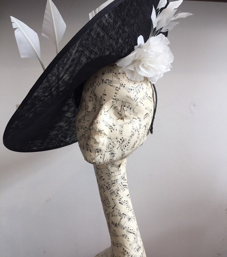 Large black mother of bride saucer hat