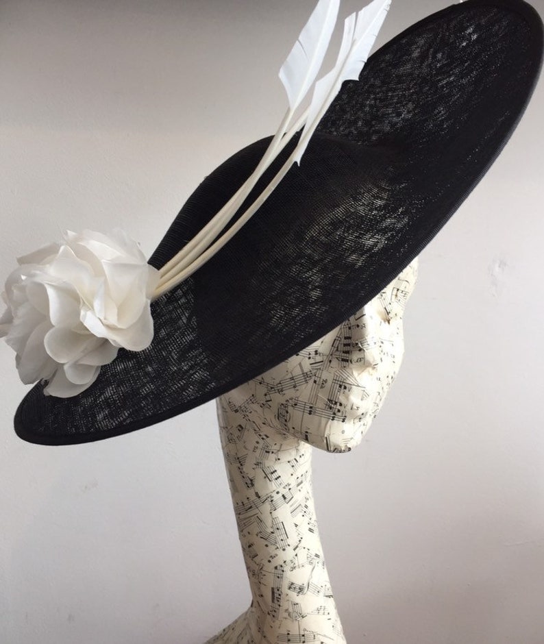 Large black mother of bride saucer hat