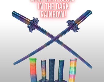 Espada plegable multicolor con diseño antiestrés, impresión 3D, katana plegable para niños, juguete de fantasía para cosplay de adultos, juego de simulación.