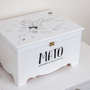 Personalized reminder box baby, memory box baby, wooden box with name, storage children&#39;s room The Little Prince