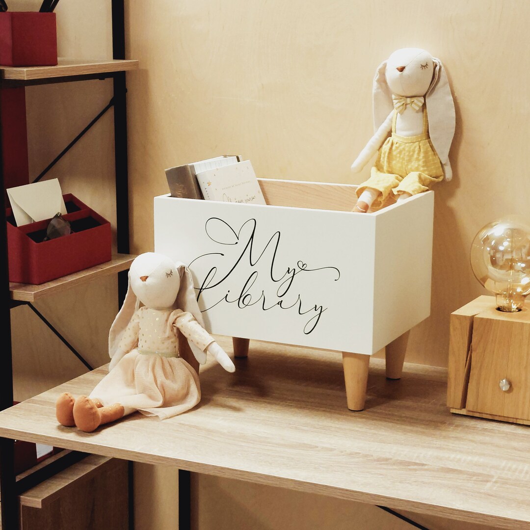 Book Box, Wooden Nursery Storage, Box for Books, Baby Shower Book Bin, Newborn Gift, Nursery