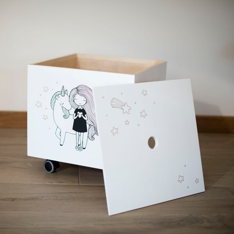 unicorn wooden toy box