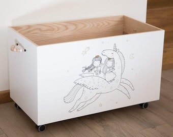 Big toy chest, nursery toy box, toy storage, treasure chest, wood toy box, personalized girl toy box