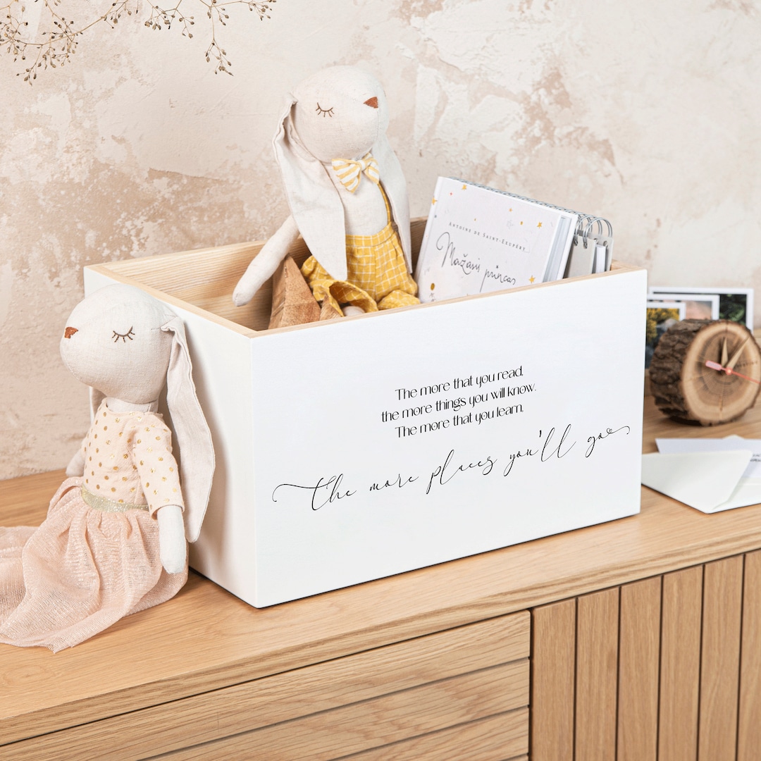 Book Box, Wooden Nursery Storage, Box for Books, Baby Shower Book Bin, Newborn Gift, Nursery