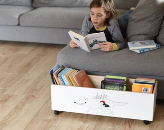 Nursery bookshelf, baby nursery storage bin, kids book storage, kids room storage, bookcase, book storage, toy storage, book shelf