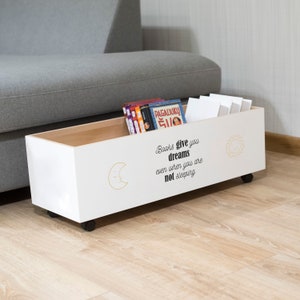 Poubelle, étagère pour enfants, bibliothèque pour enfants, rangement pour livres pour enfants, rangement pour livres pour enfants, bibliothèque pour enfants, boîte à livres, boîte pour livres