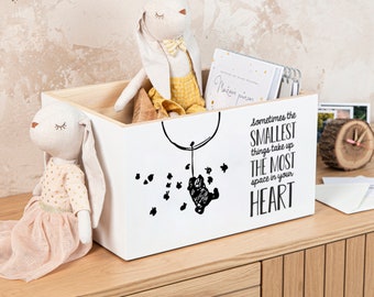 Caja de libros clásica de Winnie the Pooh, Almacenamiento de guardería de madera, Caja para libros, Papelera para libros de baby shower, Regalo para recién nacidos, Decoración del dormitorio de la guardería para niños