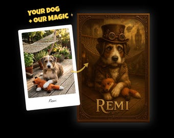 See Your Dog in a Steampunk Adventure - Digital Portrait Download