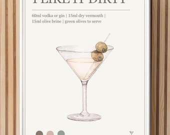 Dirty Martini Wand Kunst Druck | Moderner Barwagen Dekor (Digitaler Download)