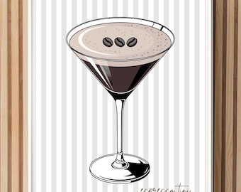 Espresso Martini Wand Kunst Druck | Moderner Barwagen Dekor (Digitaler Download)