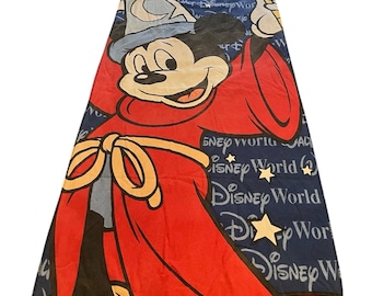 Vintage 1990s Disney Mickey Mouse Fantasia Beach Towel 100% Cotton 30x59"