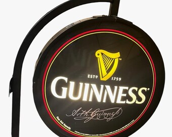 Vtg Guinness Draught Irish Beer Double-Sided  18" Electric Sign w/ Wall Bracket
