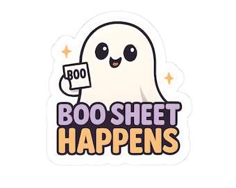 Ghost Sticker, Boo Sheet Happens, Halloween Laptop Decal