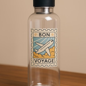 Bon Voyage Stamp Sticker, Travel Sticker, Luggage Sticker, Adventure Decal, Planner Sticker