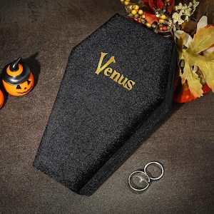 Personalized Halloween Velvet Jewelry Box, Coffin Halloween Jewelry Box, Gothic Jewelry Organizer, Custom Travel Jewelry Box, Halloween Gift