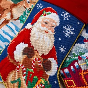 Personalized Christmas Stockings, Needlepoint Family Stockings, Embroidered Velvet Stocking with Name, Luxury Vintage Christmas Decor image 13