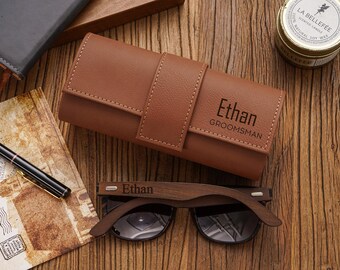 Personalized  Wedding Party Gift,Mens Sunglasses with Leather Case,Groomsmens Gift,Retro Sunglasses case,Best Man Gift,Bachelor Party Gifts,