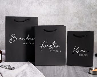 Personalized Groomsmen Gift Bag, Custom Name Date Wedding Favor Bag, Wedding Favor Gifts