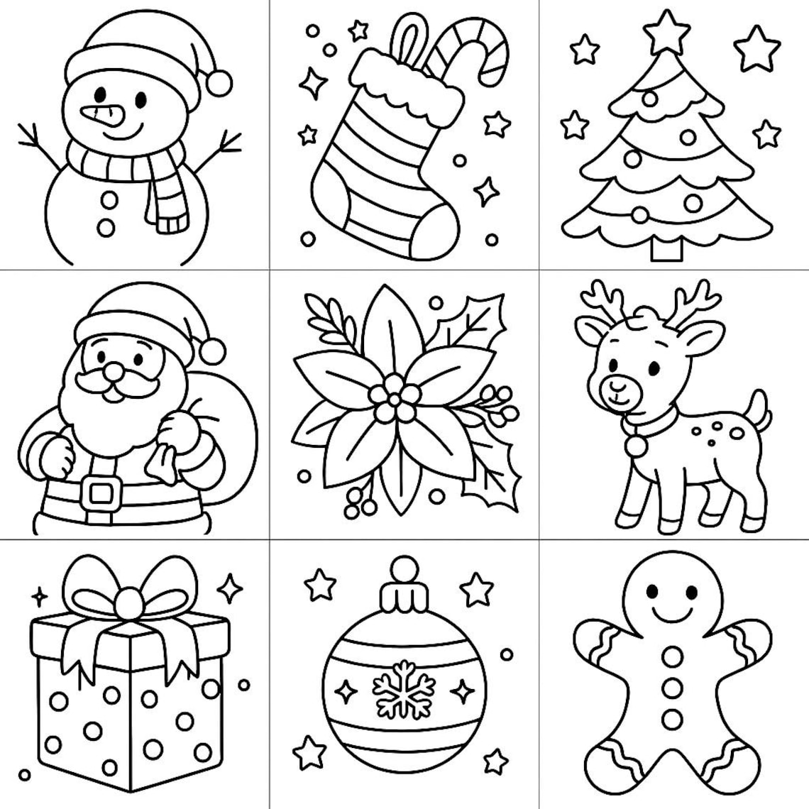 Dibujos navideños para colorear para niños / 9 láminas imprimibles para ...