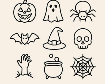 Halloween Line Art SVG Bundle – Spooky Icons (Digital Download)