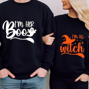 Halloween Couple Shirts, Halloween Shirts for Men and Women, I&#39;m Her Boo, I&#39;m His Witch, His and Hers, Trick or Treat, Witch Shirt, Boo Tee