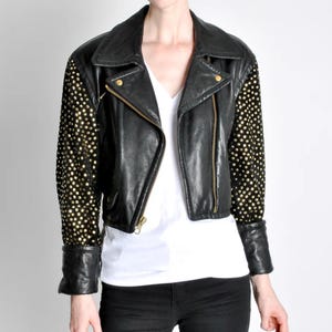 Damen Cropped Nieten Lederjacke | Schaffell Biker Jacke handgefertigt