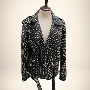 Men&#39;s Studded Black Leather Jacket: Punk Rocker Steampunk Style