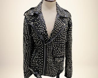Men's Studded Leather Jacket: Black Steampunk Style Winter Outerwear