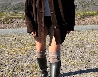 70s Borwn Women Suede Leather Jacket - Western Style Suede Jacket - Retro Suede Blazer - Handmade Suede Coat