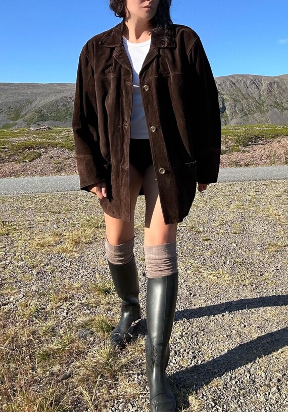 70s Borwn Women Suede Leather Jacket - Western Style Suede Jacket - Retro Suede Blazer - Handmade Suede Coat